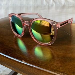 Reflective Lens Sunglasses Pink Frames